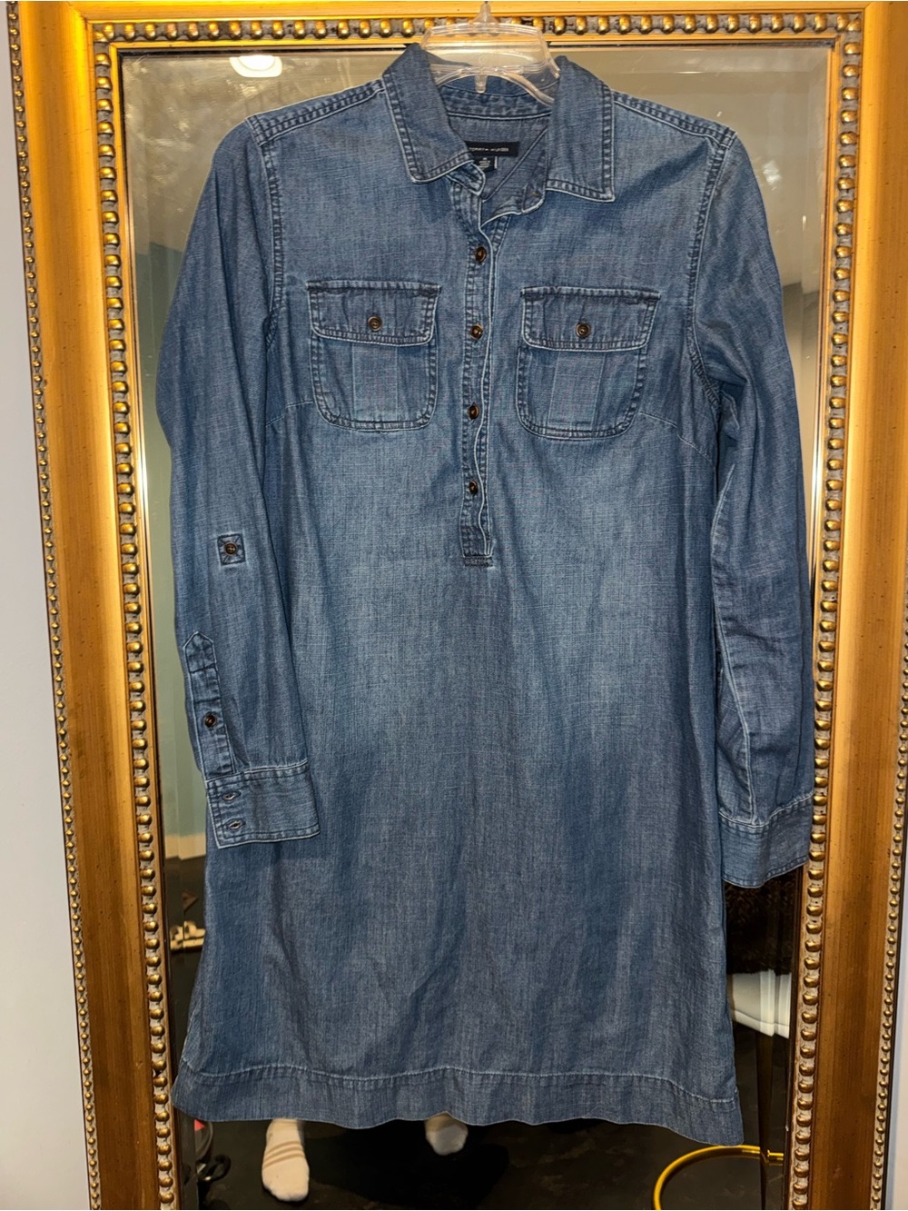 Tommy Hilfiger . Denim Shirt Dress in Medium Blue